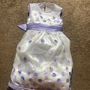 Girls size 4 dress white purple dots Easter dress